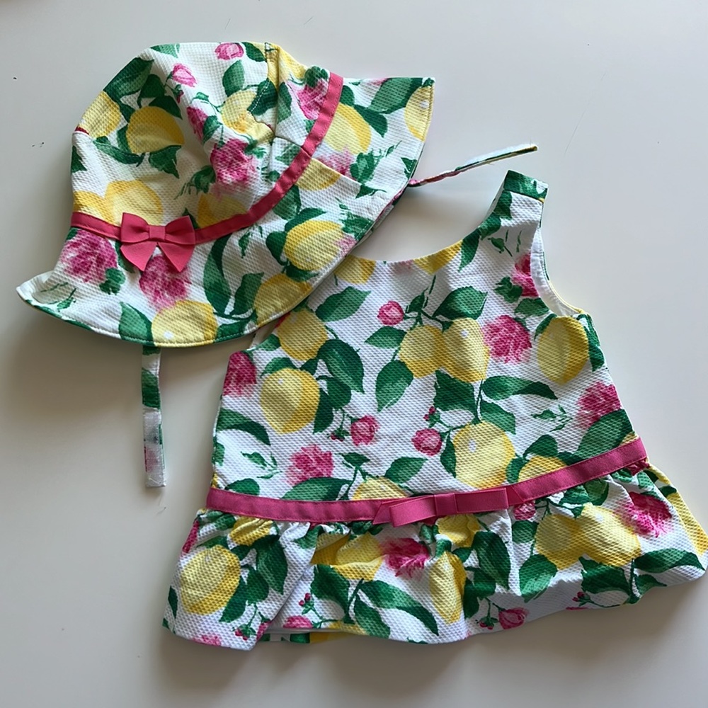 Lemon and Floral Baby Top and Hat by Janie and Jack, 12-18 months.